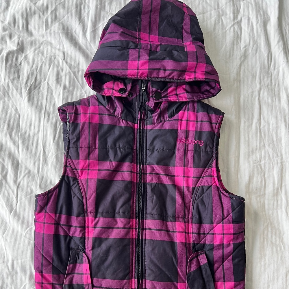 Buffalo Plaid Girls Billabong Point Dry 8k Puffer Vest